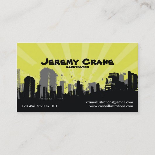 Carte De Visite Ville de Grunge urbaine - Jaune (Devant)