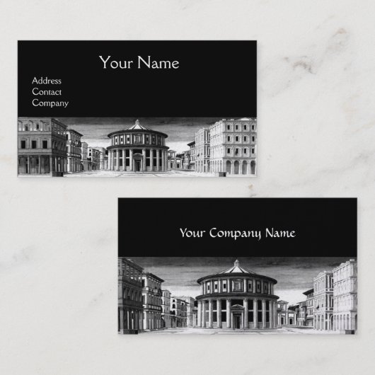 Carte De Visite VILLE IDÉALE, Architecture Renaissance, Blanc Noir (Devant / Derrière)