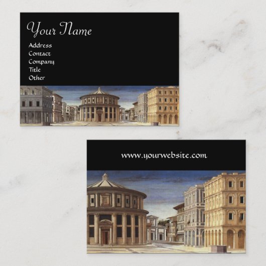 Carte De Visite VILLE IDÉALE, Renaissance Architecte Noir (Devant / Derrière)