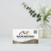 Carte De Visite Ville Skyline | Immobilier | Code Qr (Debout devant)