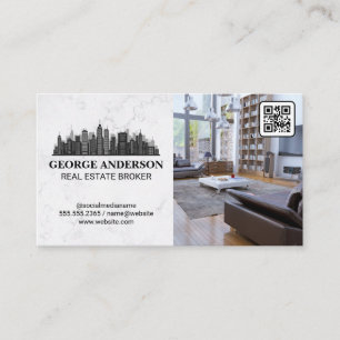 Carte De Visite Ville Skyline Salon Code QR