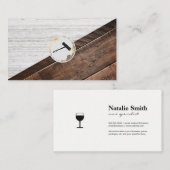 Carte De Visite Vin à vis Texture et bloc couleur bois (Devant / Derrière)