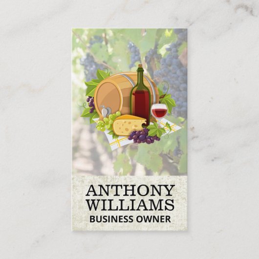 Carte De Visite Vin Baril Chees Raisins (Devant)