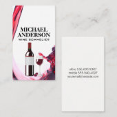 Carte De Visite Vin | Bouteille de vin et verre (Devant / Derrière)
