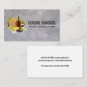 Carte De Visite Vin Bouteille Verre Raisins et fromage (Devant / Derrière)