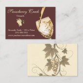 Carte De Visite Vin coulant Verre Vigne Vigne Vignoble Vignoble (Devant / Derrière)