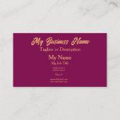 Carte De Visite Vin d'or et blocs de couleur noire Générique (Dos)