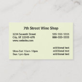 Carte De Visite Vin et Champagne (Dos)