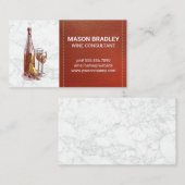 Carte De Visite Vin et fromage | Marbre avec cuir pointu (Devant / Derrière)