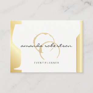 Carte De Visite Vin étincelant Tige or métal Vin bouteille verre