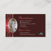 Carte De Visite Vin foncé ornemental Rouge Ornate Frontières Logo  (Dos)