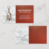 Carte De Visite Vin | Marbre en cuir rouge (Devant / Derrière)