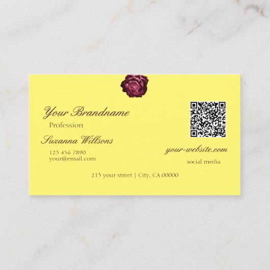 Carte De Visite Vin mignon Rouge Rose Plaine Jaune Initiales Code (Dos)