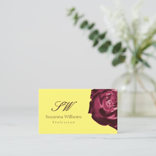 Carte De Visite Vin mignon Rouge Rose Plaine Jaune Initiales Code (Debout devant)