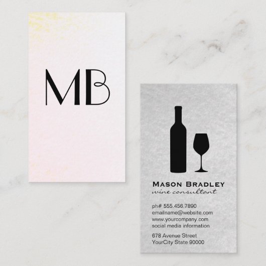 Carte De Visite Vin Monogram (Devant / Derrière)