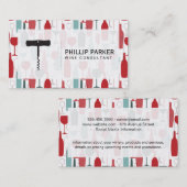 Carte De Visite Vin | Motif de verres Bouteilles (Devant / Derrière)