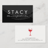 Carte De Visite Vin noir brossé artistique Verre gras Texte gras (Devant / Derrière)