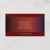 Carte De Visite Vin personnalisable de vignoble d'établissement (Dos)