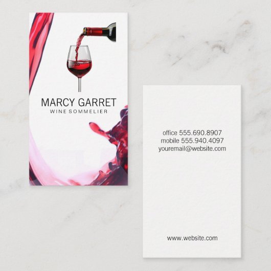 Carte De Visite Vin rouge | (Devant / Derrière)
