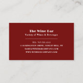 Carte De Visite Vin Rouge, Bar À Vins/Vin (Dos)