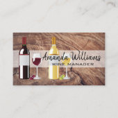 Carte De Visite Vin rouge et blanc | Arrière - plan bois (Devant)
