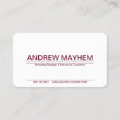 Carte De Visite vin rouge rayé (Dos)