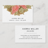 carte de visite vin sommelier de raisins rouges (Devant / Derrière)