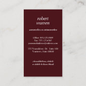 Carte De Visite Vin sommelier élégant et chic (Dos)