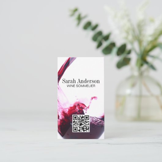 Carte De Visite Vin | Splash | Code d'analyse QR (Debout devant)