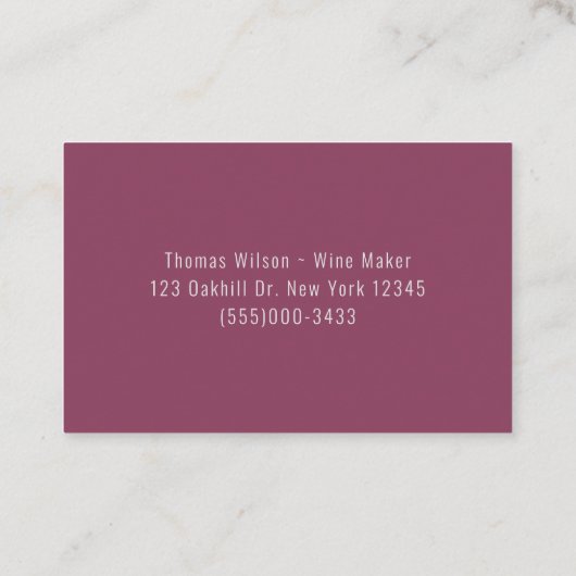 Carte De Visite Vin Verre Vignoble Vignoble Vignoble (Dos)