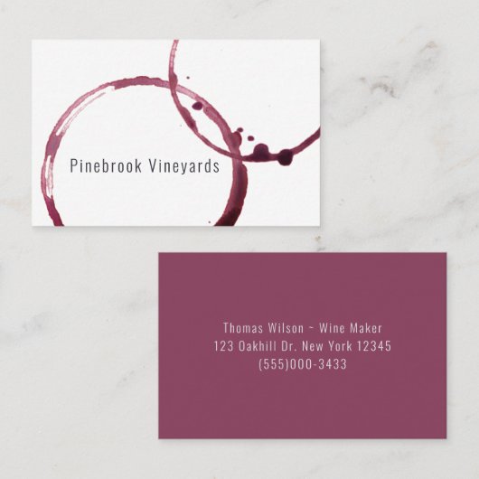 Carte De Visite Vin Verre Vignoble Vignoble Vignoble (Devant / Derrière)