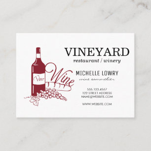 Carte De Visite Vin Vino Texture Brossée Expressive