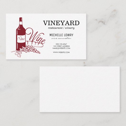 Carte De Visite Vin Vino Texture Brossée Expressive (Devant / Derrière)