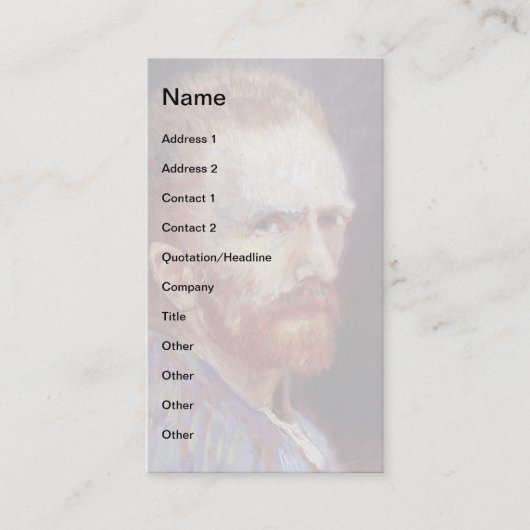 Carte De Visite Vincent Van Gogh - Autoportrait de 1887 (Devant)