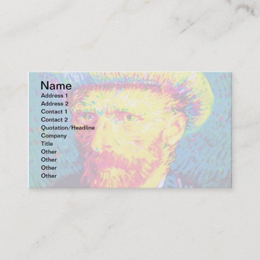 Carte De Visite Vincent Van Gogh - Autoportrait Pop Art Avec Casqu (Devant)