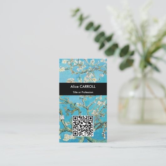 Carte De Visite Vincent van Gogh - Fleur d'amandes - Code QR (Debout devant)