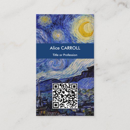 Carte De Visite Vincent Van Gogh - La nuit étoilée - Code QR (Devant)
