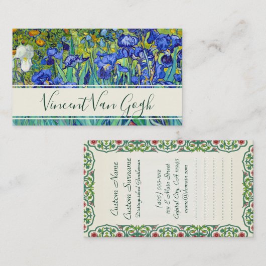Carte De Visite Vincent van Gogh Les fleurs d'Irises (Devant / Derrière)