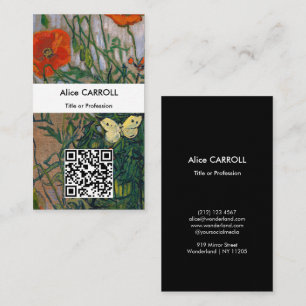 Carte De Visite Vincent van Gogh - Papillons & Poppies - Code QR