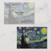 Carte De Visite Vincent van Gogh, Starry Night (Devant / Derrière)