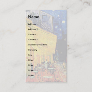 Carte De Visite Vincent Van Gogh - Terrasse de café la nuit Beaux-