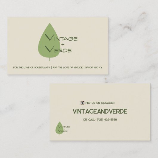 Carte De Visite VingtageetVert (Devant / Derrière)