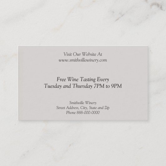 Carte de visite vinicole Barrels (Dos)