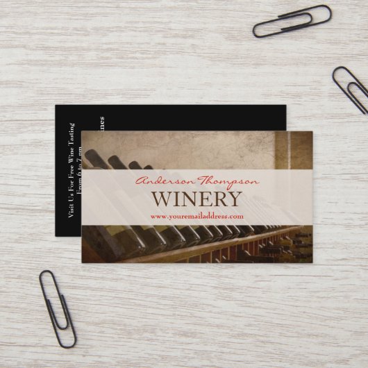 Carte de visite vinicole Wine Bar (Devant/Arrière en situation)