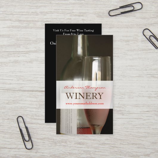 Carte de visite vinicole Wine Bar (Devant/Arrière en situation)