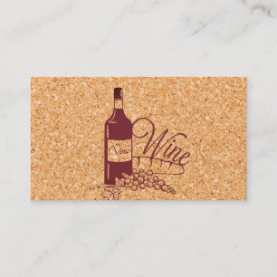 Carte De Visite Vino liège et bouteille de vin