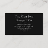Carte De Visite Vins avec vin rouge sur noir (Dos)