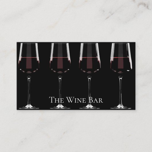 Carte De Visite Vins avec vin rouge sur noir (Devant)