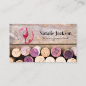 Carte De Visite Vins Corks | Verre à vin et tôle (Devant)