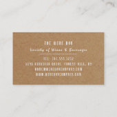 Carte De Visite Vins Et Raisins, Bar À Vins Rustique / Vignoble (Dos)